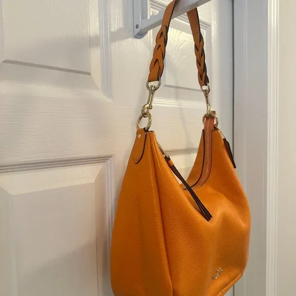 Coach Jules Hobo Bag Pebbled Leather - Orange - Picture 3 of 16